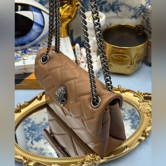 🆕 KURT GEIGER LONDON 🧿 NWOT Leather Mini Kensington Bag, Camel - Picture 6 of 16